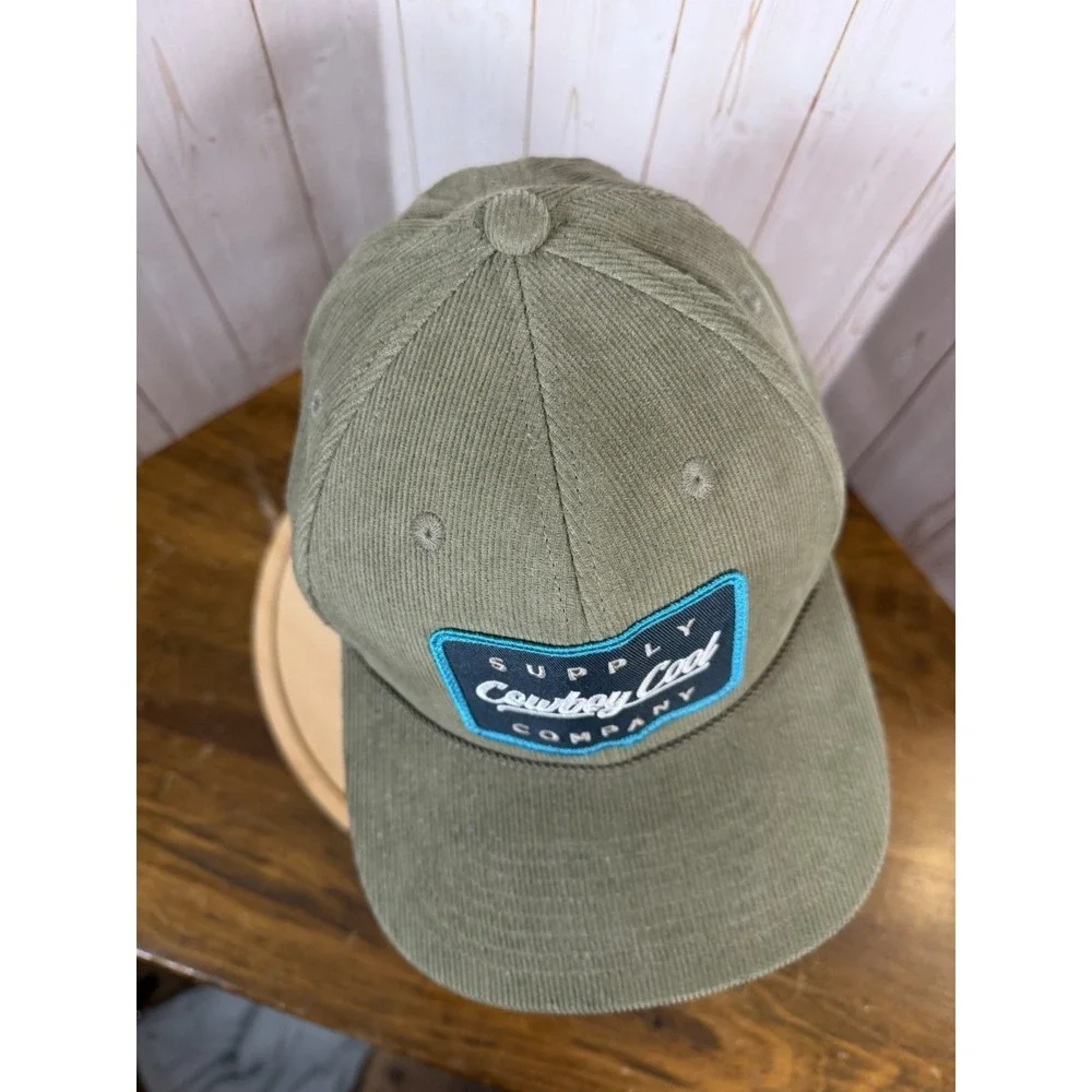 Cowboy Cool Supply Co Green‎ With Logo Patch Corduroy Snapback Trucker Hat